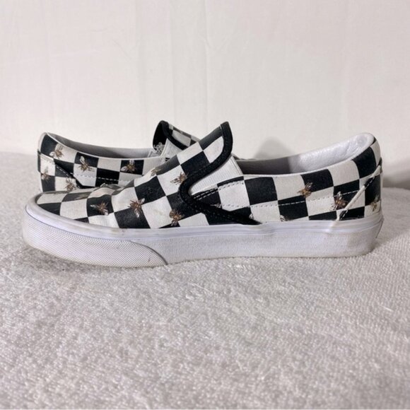 Vans Unisex Slip On Black & White Bee Check Sneakers 8/6.5 - Picture 11 of 13